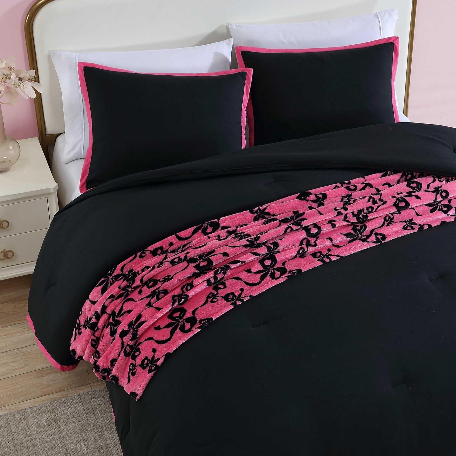 imageBetsey Johnson Solid Microfiber White Print 4 Piece Comforter SetFullQueenSignature Hotel Solid Black