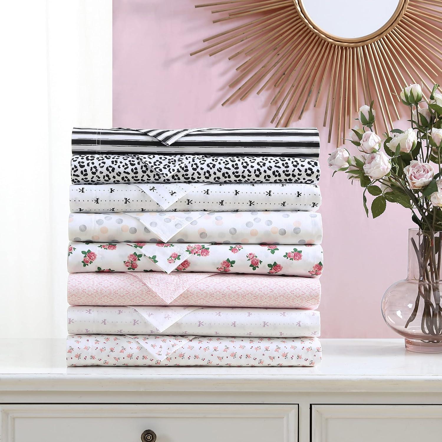 imageBetsey Johnson Teeny Tiny Roses Cotton Pink 4 Piece Sheet SetQueenBaby Buds Pink