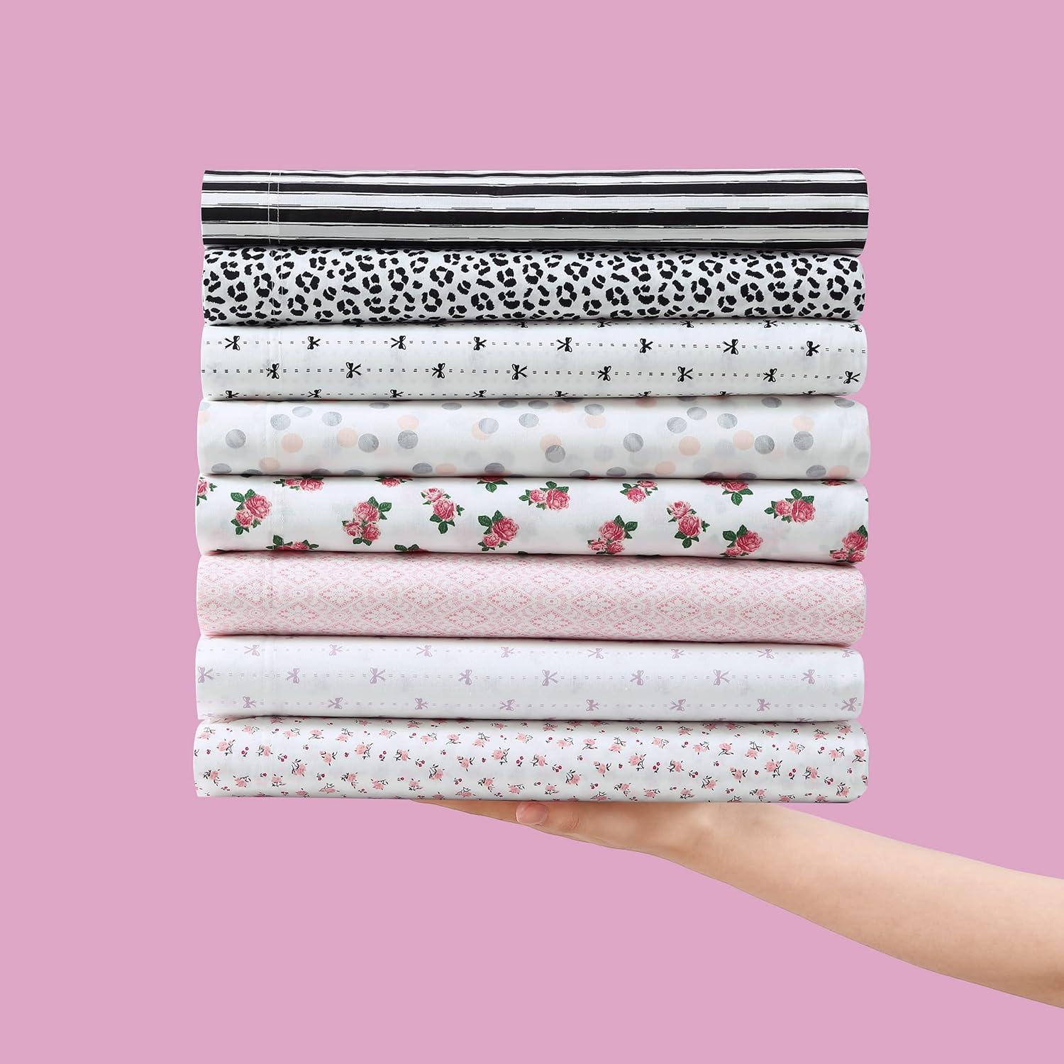 imageBetsey Johnson Teeny Tiny Roses Cotton Pink 4 Piece Sheet SetQueenBaby Buds Pink