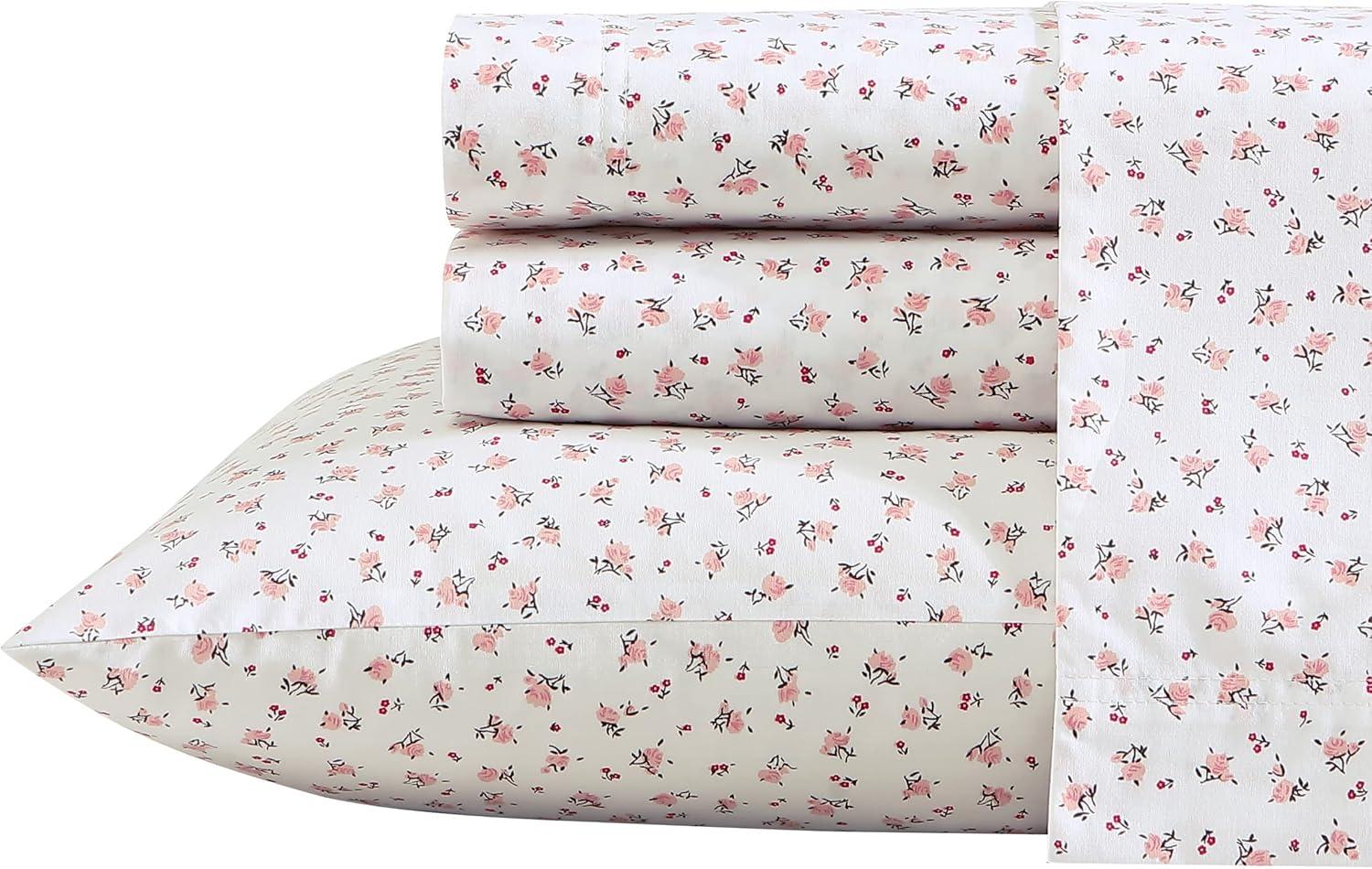 imageBetsey Johnson Teeny Tiny Roses Cotton Pink 4 Piece Sheet SetQueenBaby Buds Pink