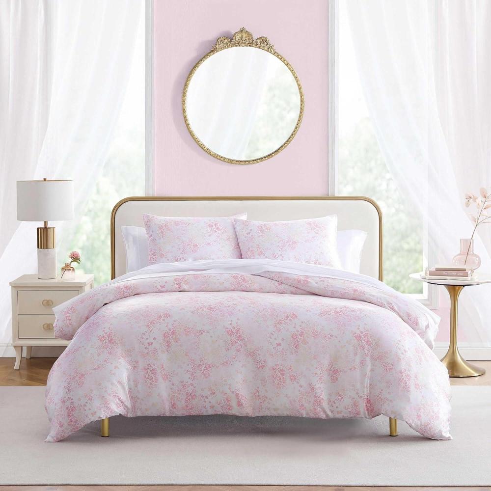 imageBetsey Johnson  Queen Duvet Cover Soft Bedding Set with Matching Shams Ideal Bed Essentials Wonderland Stripe Black QueenButterfly Garden Pink