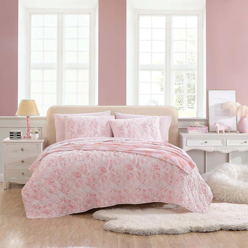 imageBetsey Johnson Butterfly Ombre Microfiber Pink 3 Piece Quilt SetFullQueenButterfly Ombre Pink