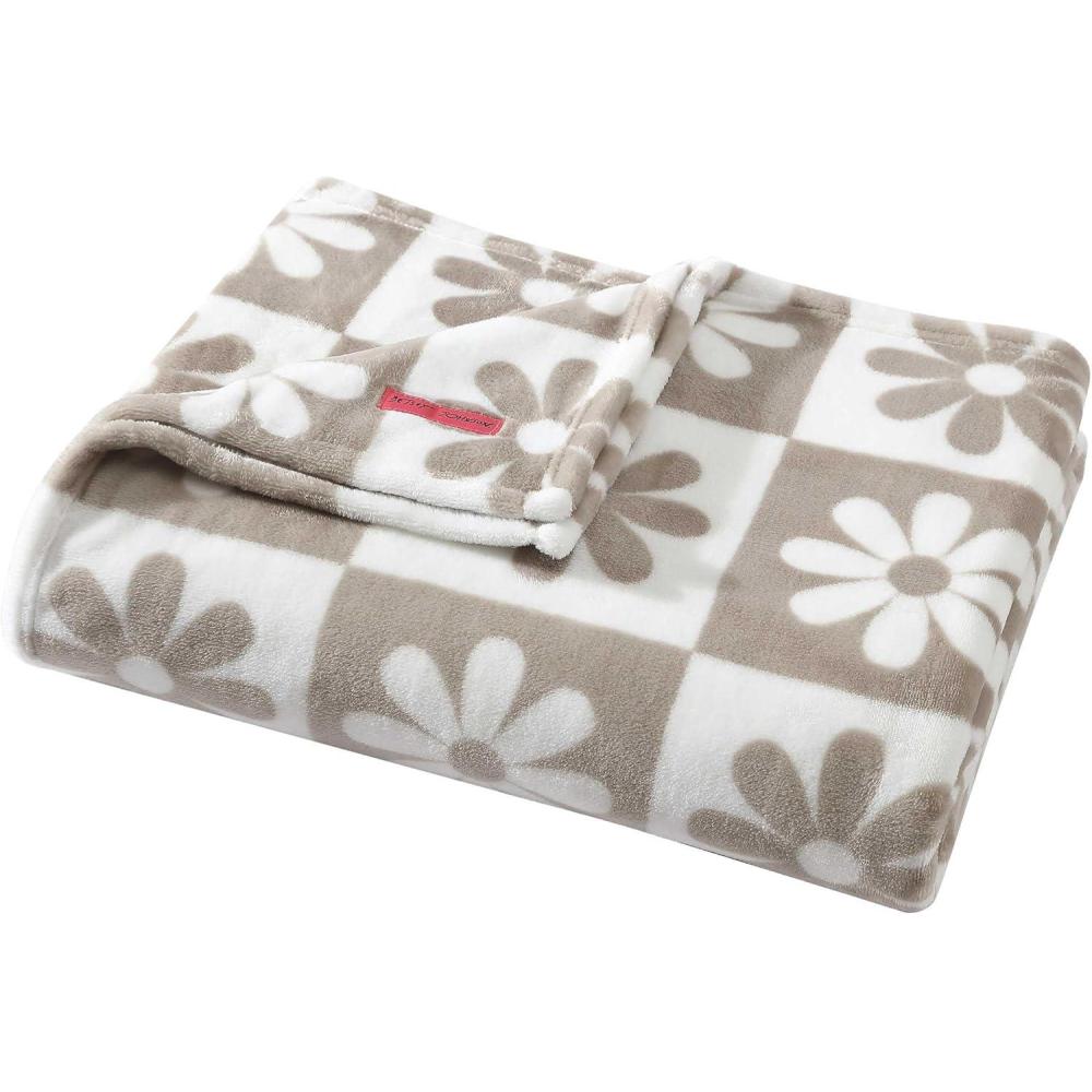 imageBetsey Johnson Vintage Floral Black FullQueen BlanketDaisy Check Brown