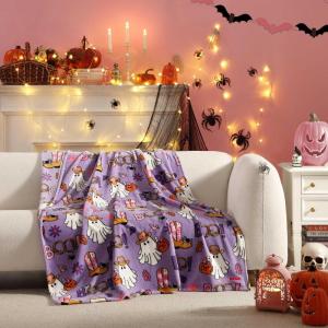 Betsey Johnson – Blanket, Buttery-Soft Throw Blanket for Couch or Bed, Boldly Plush & Oversized Bedding, Halloween Decor (Donut Hearts Pink, 50″ x 70″)(Howdy Ghouls Purple)