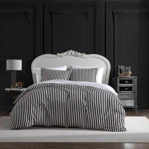 Betsey Johnson – Queen Duvet Cover, Soft Bedding Set with Matching Shams, Ideal Bed Essentials (Wonderland Stripe Black, Queen)(Wonderland Stripe Black)