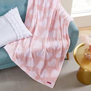 Betsey Johnson Bouquet Day Plush-Fleece Blue Throw Blanket-50X70(Dotted Heart Pink)