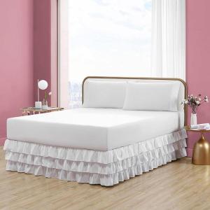 Betsey Johnson Solid Microfiber White Bedskirt-Queen(Solid White)