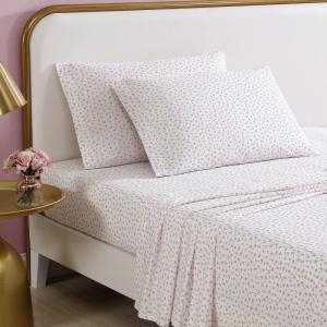 Betsey Johnson Teeny Tiny Roses Cotton Pink 4 Piece Sheet Set-Queen(Baby Buds Pink)