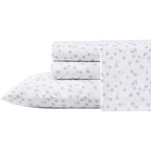 Betsey Johnson Teeny Tiny Roses Cotton Pink 4 Piece Sheet Set-Queen(Multi Dot)