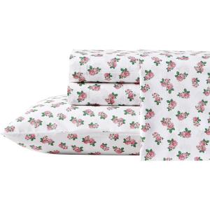 Betsey Johnson Teeny Tiny Roses Cotton Pink 4 Piece Sheet Set-Queen(Teeny Tiny Roses)