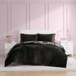 Betsey Johnson- Velvet Solid Comforter-Sham Set(Velvet Solid Black)