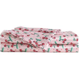 Betsey Johnson Vintage Floral Pink 100% Microfiber Queen Sheet Set(Cherry Good Day Pink)