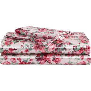 Betsey Johnson Vintage Floral Pink 100% Microfiber Queen Sheet Set(Vintage Floral Pink)