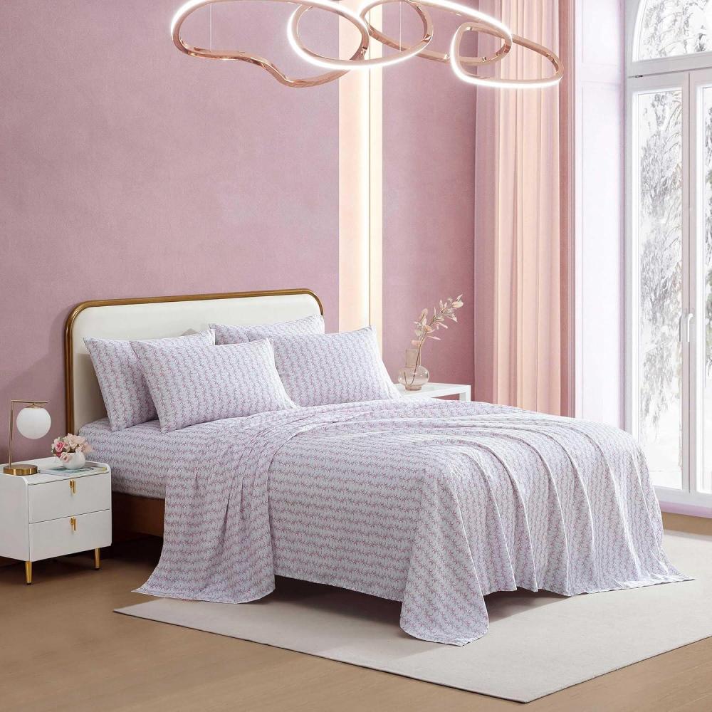 imageBetsey Johnson  Queen Size Sheet Set Smooth ampamp Lightweight Bonus Bedding with Deep Pockets Fade ampamp Wrinkle Resistant 6 Piece Bed Sheets with Matching Pillowcases XOX Bling Kitty PinkTrailing Bouquet Pink