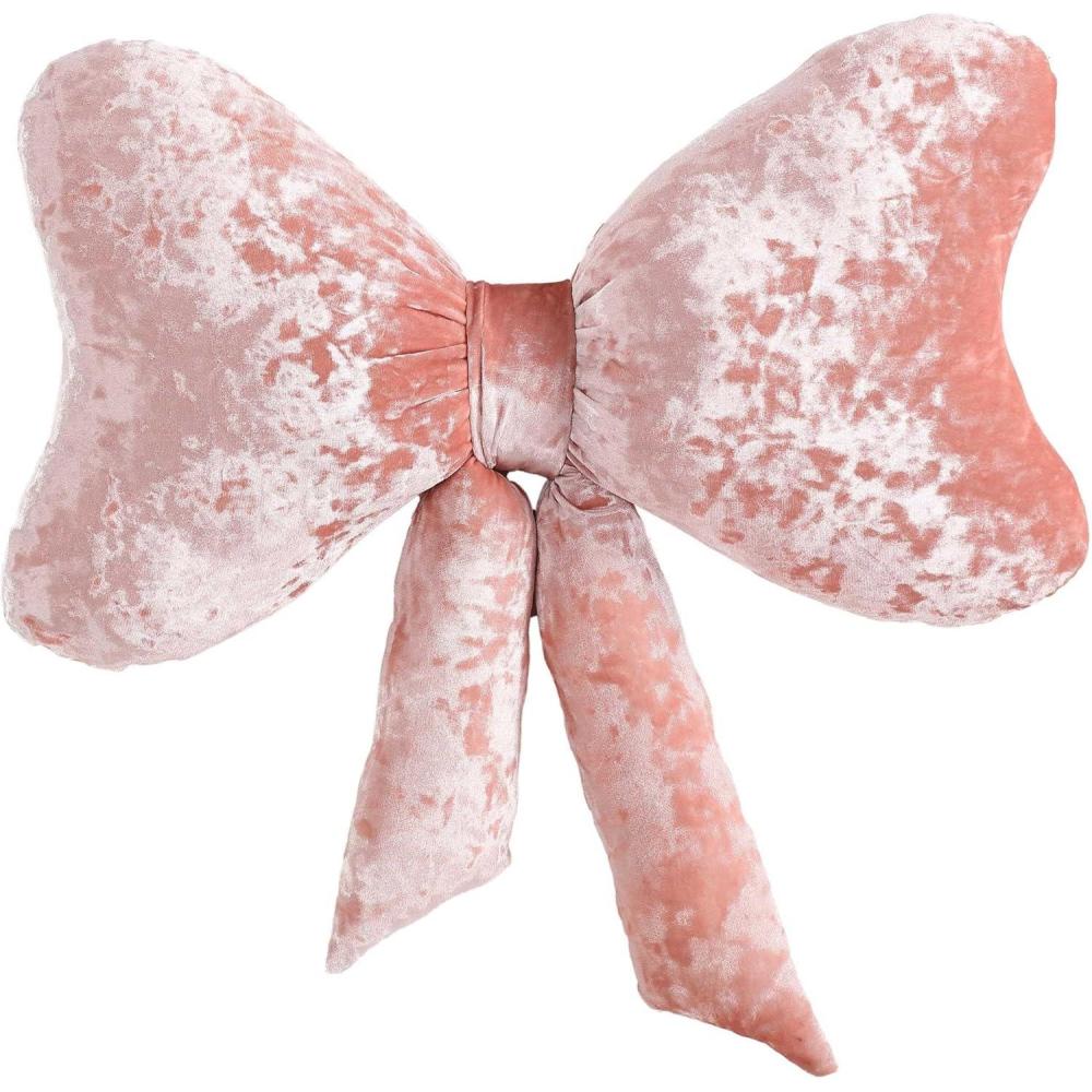 imageBetsey Johnson  Pillow Plush Bedding with a CrushedVelvet Texture Hidden Zipper Closure Throw Pillow for Couch or Bed Heart Black 18quot x 18quotVelvet Bow Pink