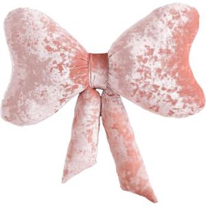 Betsey Johnson – Pillow, Plush Bedding with a Crushed-Velvet Texture, Hidden Zipper Closure, Throw Pillow for Couch or Bed (Heart Black, 18″ x 18″)(Velvet Bow Pink)