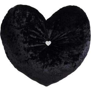 Betsey Johnson – Pillow, Plush Bedding with a Crushed-Velvet Texture, Hidden Zipper Closure, Throw Pillow for Couch or Bed (Heart Black, 18″ x 18″)(Velvet Heart Black)