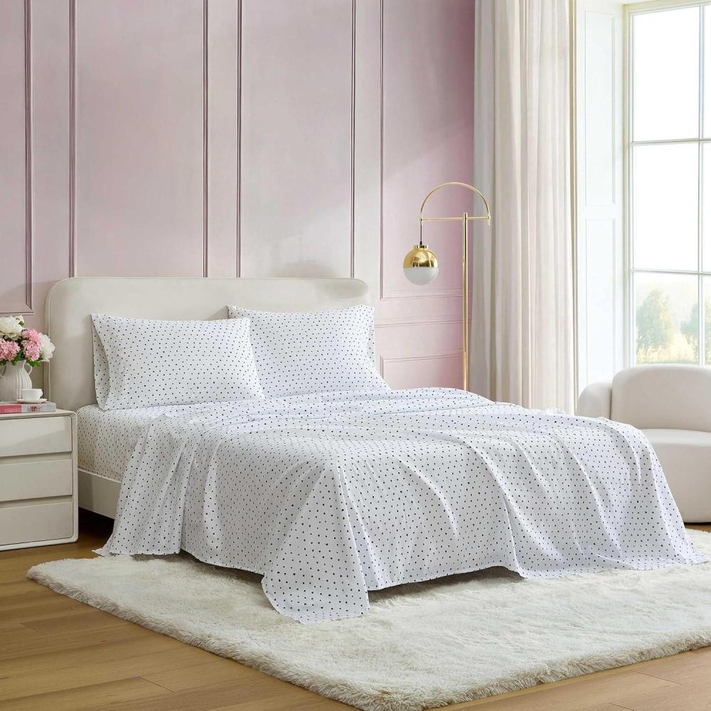 image:imageBetsey Johnson  Queen Size Sheet Set UltraSoft Bedding with Smooth Feel Deep Pockets Bed Sheets with Matching Fitted Sheet amp Pillowcases Polka Dot Heart BlackPolka Dot Heart Black