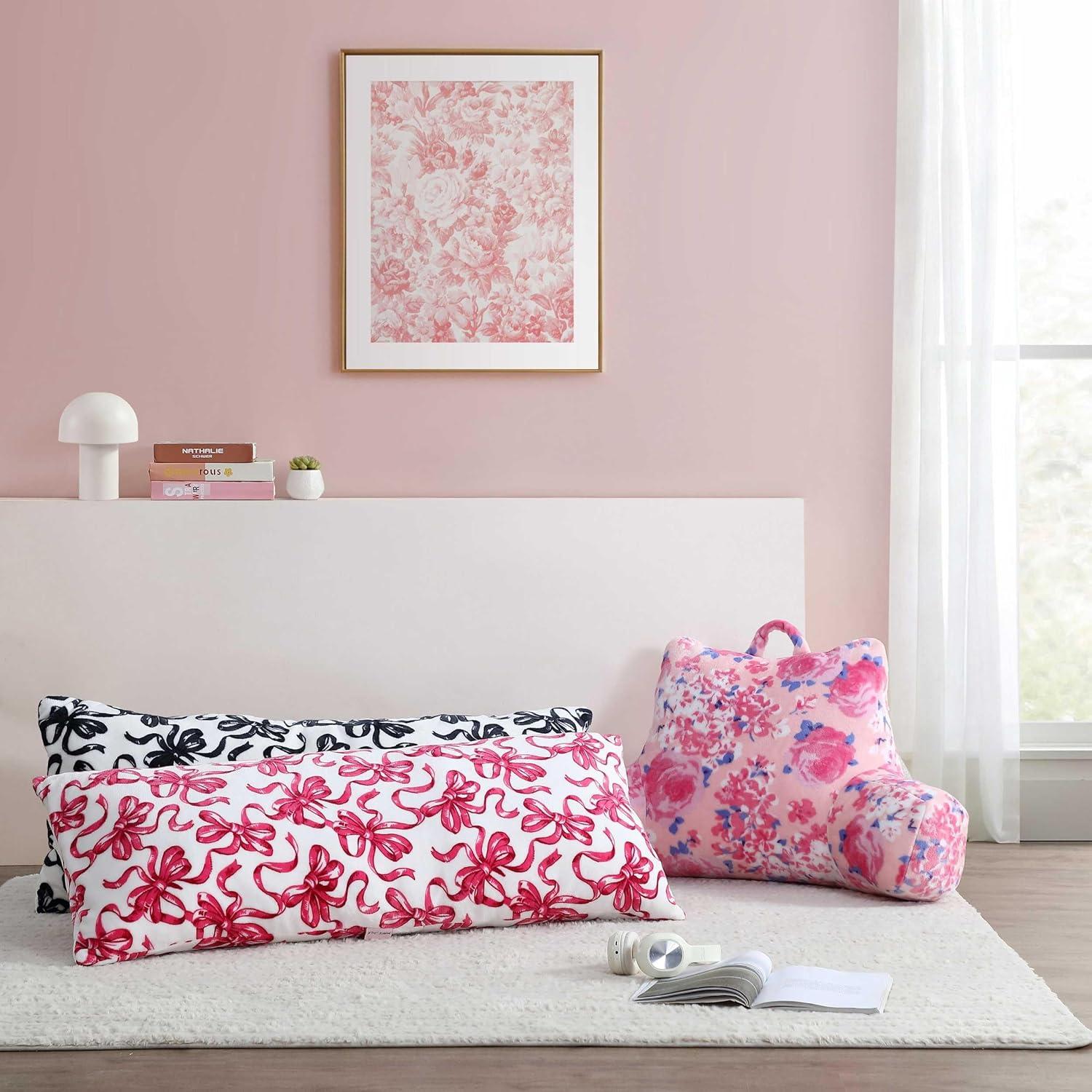 image:imageBetsey Johnson Throw Pillow Plush Pillow with Hidden Zipper Throw Pillow for Couch or Bed Ballet Bows Grey 20 x 48Xox Floral Purple