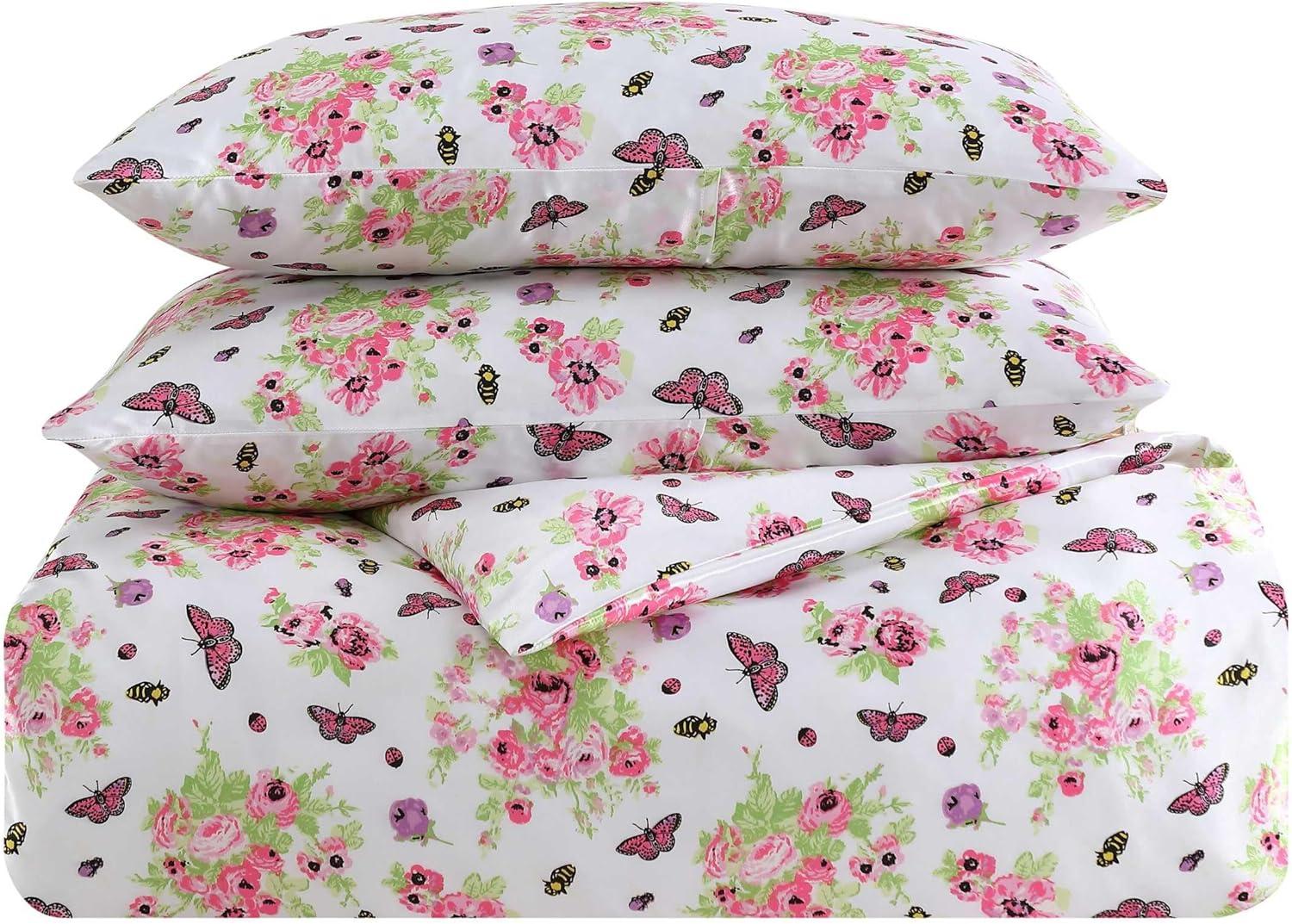 image:imageBetsey Johnson Queen Duvet Cover Set Ultra Soft amp Reversible Bedding with Button Closure 3 Piece Bed Set with Matching Pillowcases Queen Bee FloralBouquet Pink