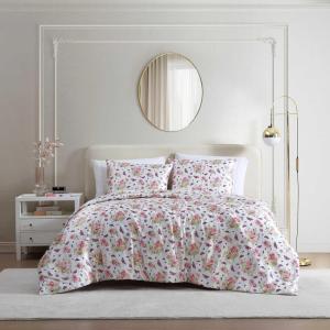 Betsey Johnson – Queen Duvet Cover Set, Ultra Soft & Reversible Bedding with Button Closure, 3 Piece Bed Set with Matching Pillowcases (Queen Bee Floral/Bouquet Pink)