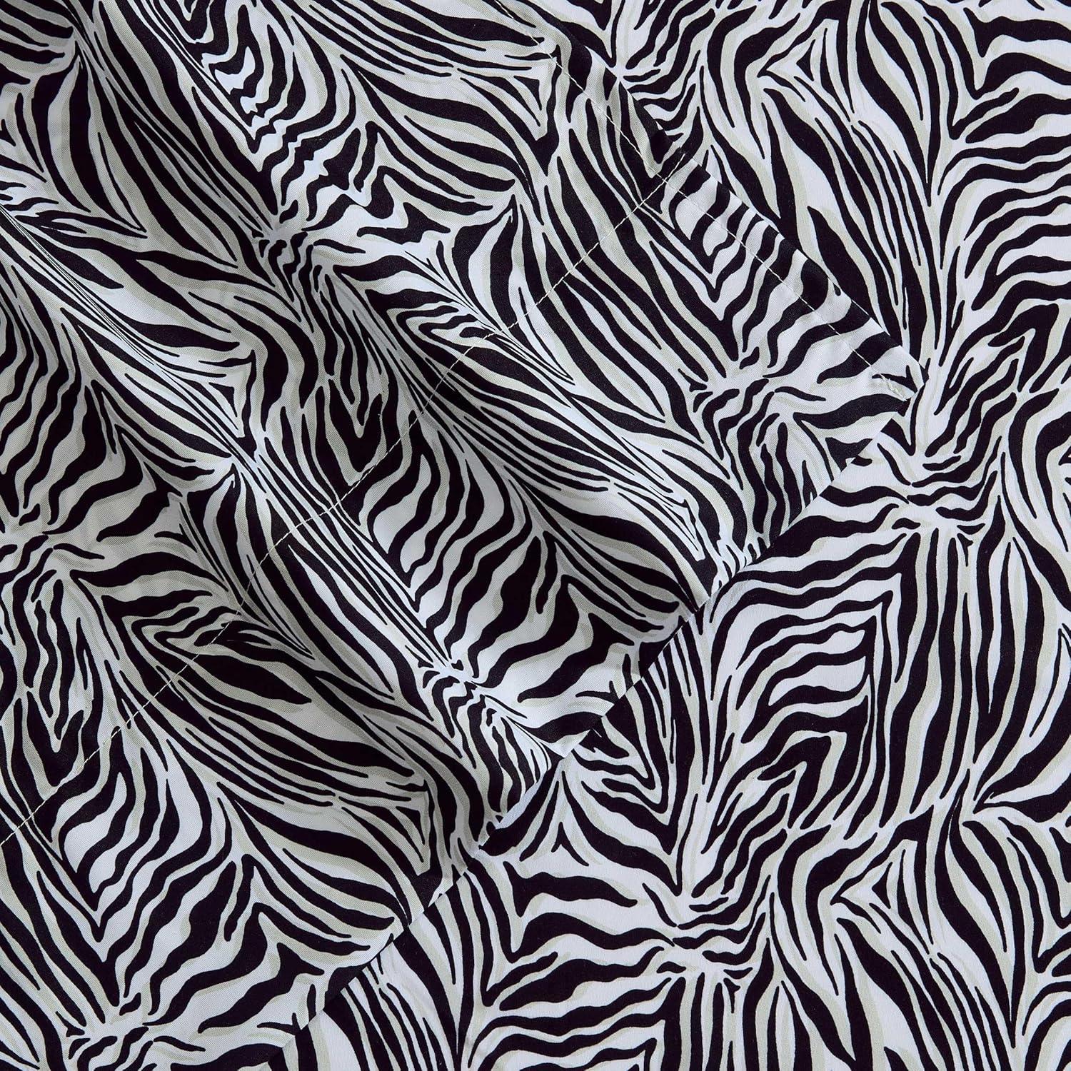 image:imageBetsey Johnson Queen Size Sheet Set Nerdy Teddies Print Microfiber Bedding with Deep Pocket Fitted Sheet Bed Sheets with Matching Pillowcases Wild Zebra BlackWild Zebra Black