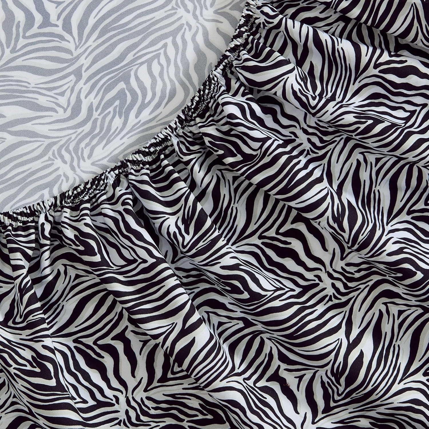 image:imageBetsey Johnson Queen Size Sheet Set Nerdy Teddies Print Microfiber Bedding with Deep Pocket Fitted Sheet Bed Sheets with Matching Pillowcases Wild Zebra BlackWild Zebra Black