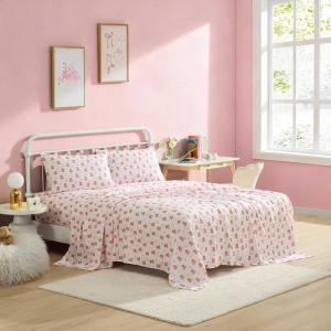 Betsey Johnson – Queen Size Sheet Set, Nerdy Teddies Print Microfiber Bedding with Deep Pocket Fitted Sheet, Bed Sheets with Matching Pillowcases, Nerdy Teddies Pink(Nerdy Teddies Pink)