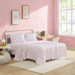 Betsey Johnson – Queen Size Sheet Set, Nerdy Teddies Print Microfiber Bedding with Deep Pocket Fitted Sheet, Bed Sheets with Matching Pillowcases, Pretty Tiles Pink(Pretty Tiles Pink)