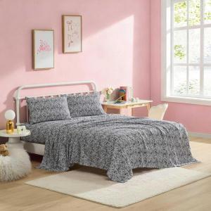 Betsey Johnson – Queen Size Sheet Set, Nerdy Teddies Print Microfiber Bedding with Deep Pocket Fitted Sheet, Bed Sheets with Matching Pillowcases, Wild Zebra Black(Wild Zebra Black)