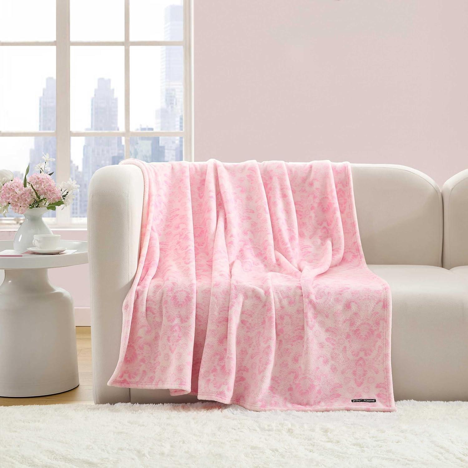 image:imageBetsey Johnson Plush Throw Blanket for Couch or Bed Soft Reversible Western Fleece Throw Cozy Printed Soft Blanket Ballet Bows Grey 50 x 70Betsey Damask Pink