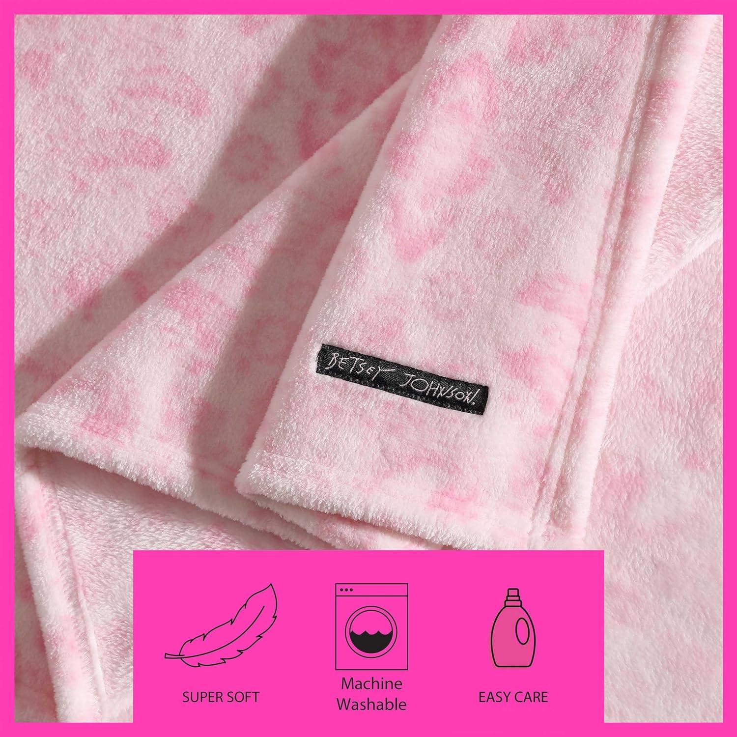 image:imageBetsey Johnson Plush Throw Blanket for Couch or Bed Soft Reversible Western Fleece Throw Cozy Printed Soft Blanket Ballet Bows Grey 50 x 70Betsey Damask Pink