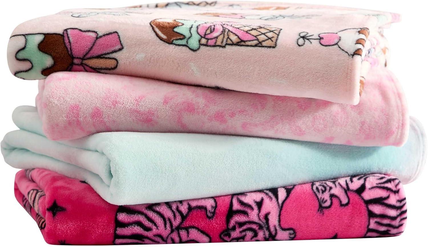 image:imageBetsey Johnson Plush Throw Blanket for Couch or Bed Soft Reversible Western Fleece Throw Cozy Printed Soft Blanket Ballet Bows Grey 50 x 70Butterfly Tiger Pink