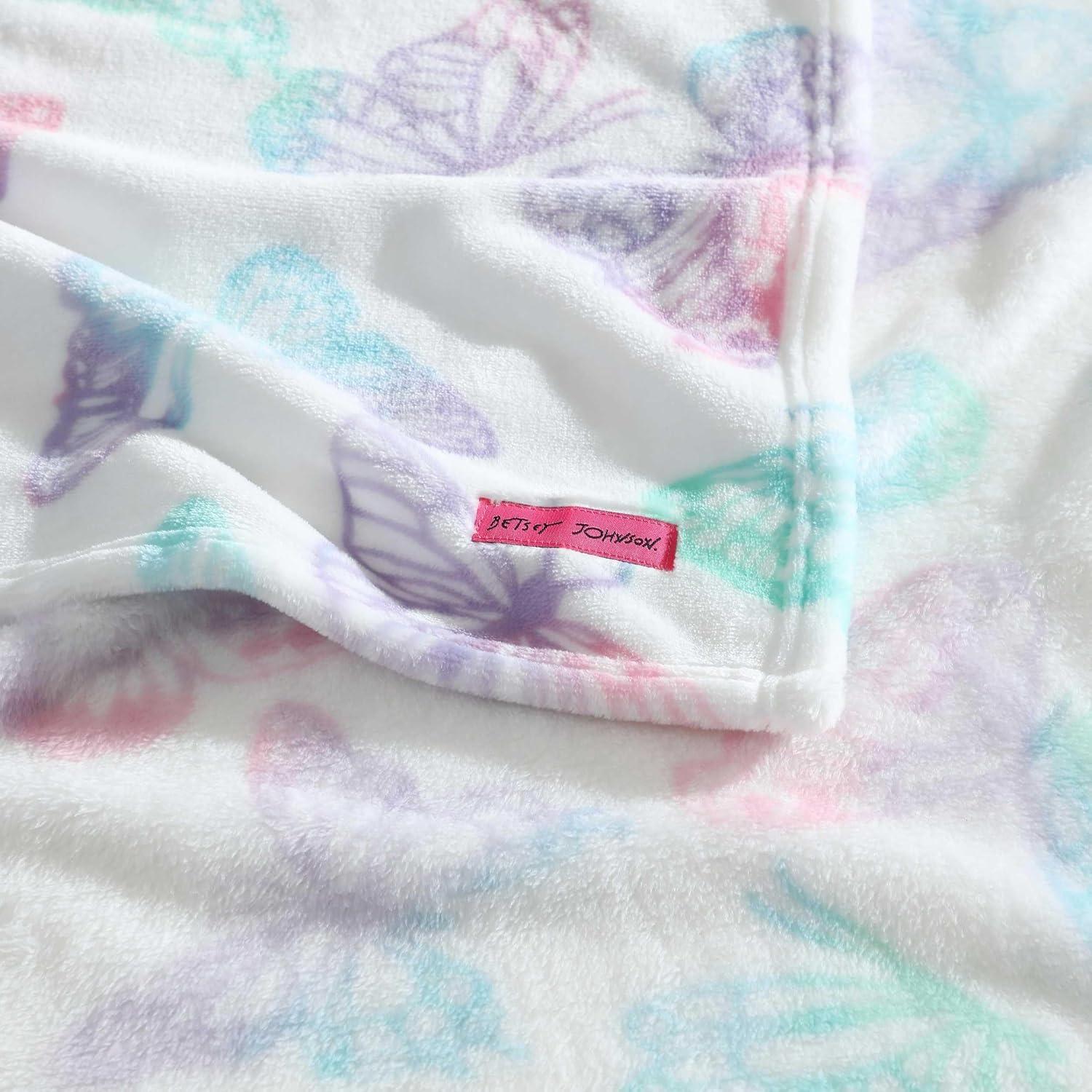 image:imageBetsey Johnson Plush Throw Blanket for Couch or Bed Soft Reversible Western Fleece Throw Cozy Printed Soft Blanket Ballet Bows Grey 50 x 70Butterfly Rainbow Purple