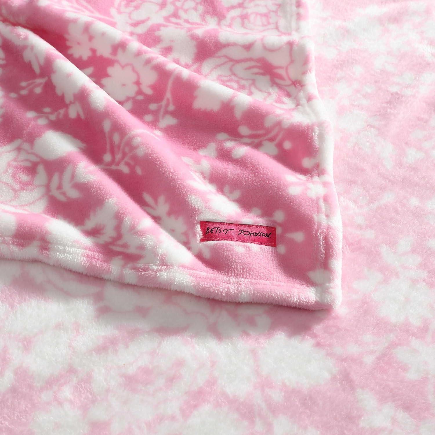 image:imageBetsey Johnson Plush Throw Blanket for Couch or Bed Soft Reversible Western Fleece Throw Cozy Printed Soft Blanket Ballet Bows Grey 50 x 70Cottage Floral