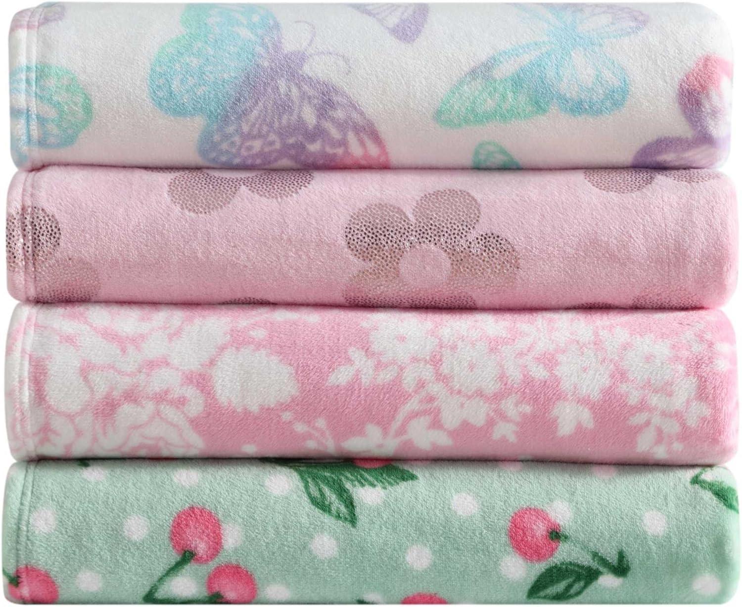 image:imageBetsey Johnson Plush Throw Blanket for Couch or Bed Soft Reversible Western Fleece Throw Cozy Printed Soft Blanket Ballet Bows Grey 50 x 70Cottage Floral