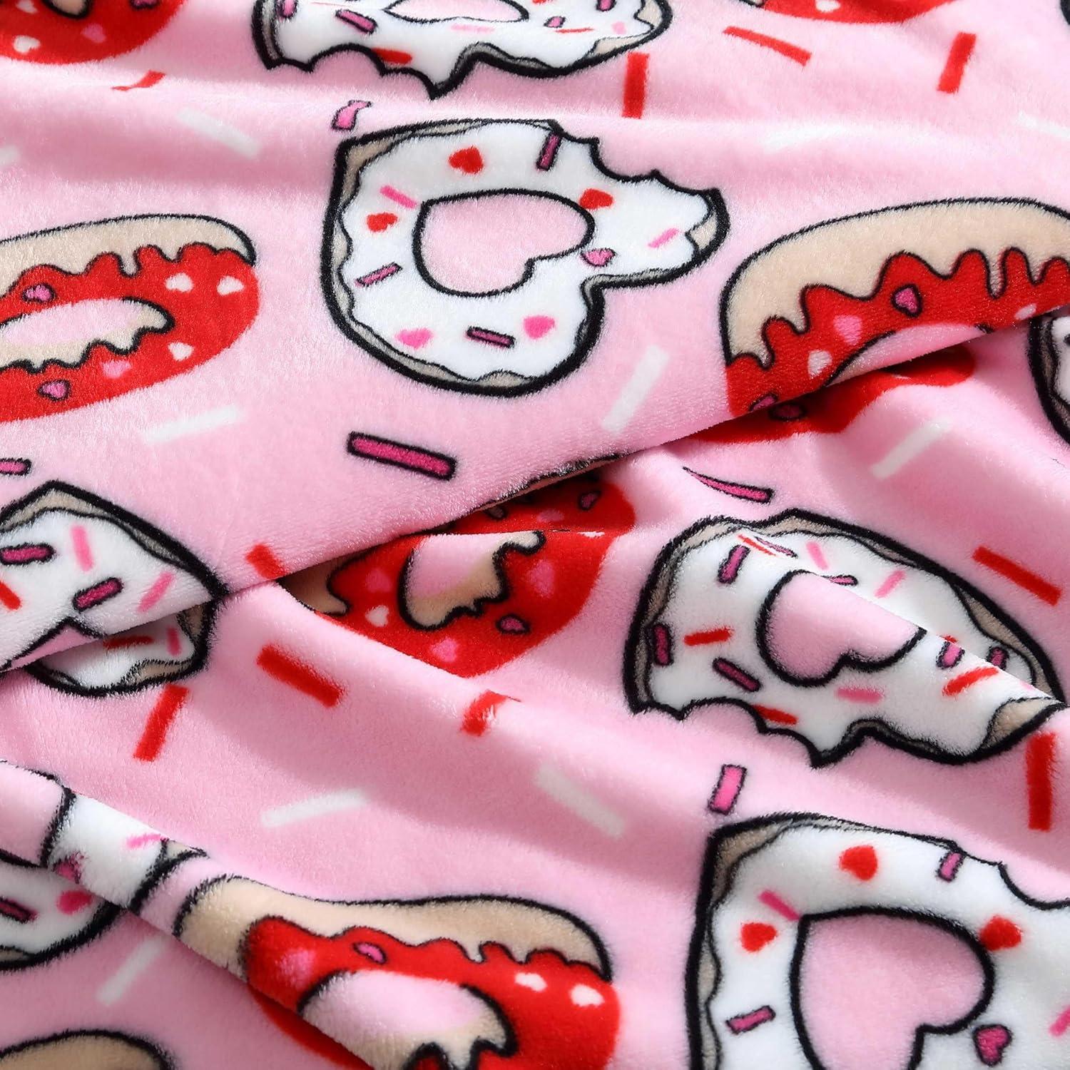 image:imageBetsey Johnson Plush Throw Blanket for Couch or Bed Soft Reversible Western Fleece Throw Cozy Printed Soft Blanket Ballet Bows Grey 50 x 70Donut Hearts Pink