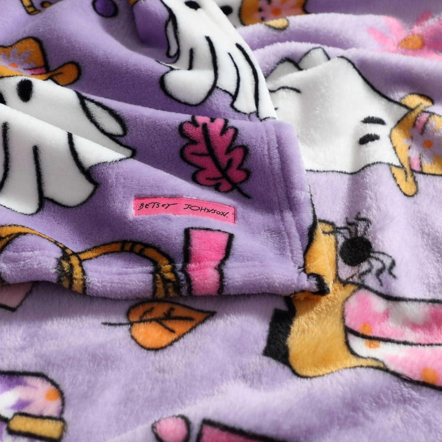 image:imageBetsey Johnson Plush Throw Blanket for Couch or Bed Soft Reversible Western Fleece Throw Cozy Printed Soft Blanket Ballet Bows Grey 50 x 70Howdy Ghouls Purple