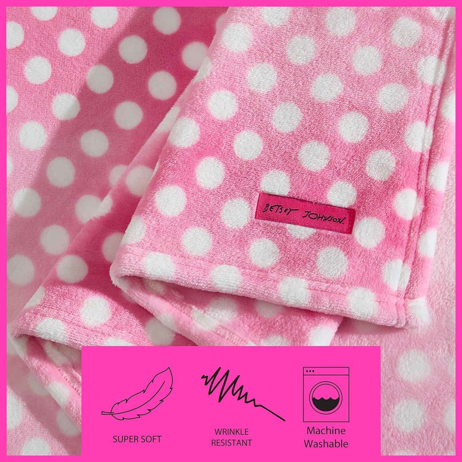 image:imageBetsey Johnson Plush Throw Blanket for Couch or Bed Soft Reversible Western Fleece Throw Cozy Printed Soft Blanket Ballet Bows Grey 50 x 70Ombre Dots Pink