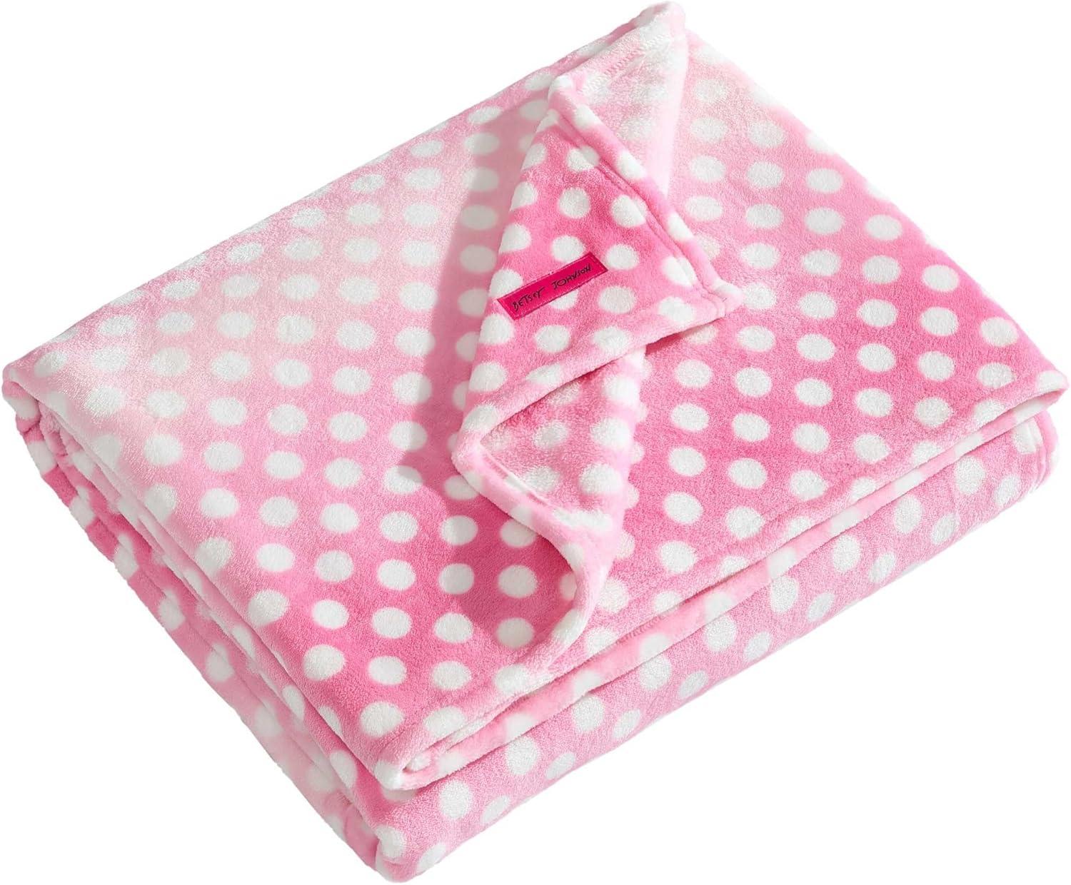 image:imageBetsey Johnson Plush Throw Blanket for Couch or Bed Soft Reversible Western Fleece Throw Cozy Printed Soft Blanket Ballet Bows Grey 50 x 70Ombre Dots Pink