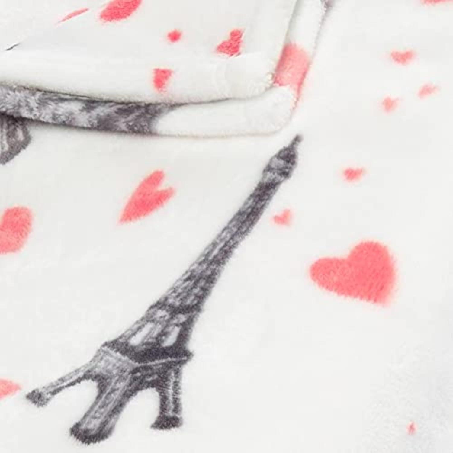 image:imageBetsey Johnson Plush Throw Blanket for Couch or Bed Soft Reversible Western Fleece Throw Cozy Printed Soft Blanket Ballet Bows Grey 50 x 70Paris Love Pink