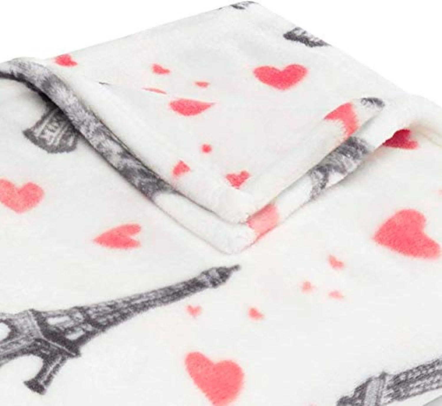 image:imageBetsey Johnson Plush Throw Blanket for Couch or Bed Soft Reversible Western Fleece Throw Cozy Printed Soft Blanket Ballet Bows Grey 50 x 70Paris Love Pink