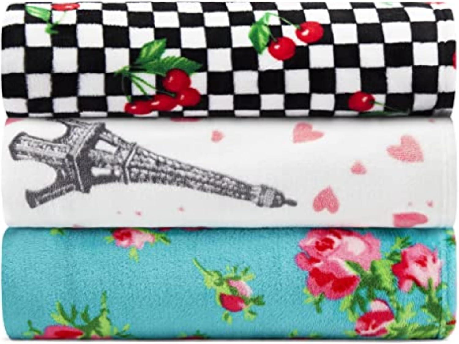 image:imageBetsey Johnson Plush Throw Blanket for Couch or Bed Soft Reversible Western Fleece Throw Cozy Printed Soft Blanket Ballet Bows Grey 50 x 70Paris Love Pink