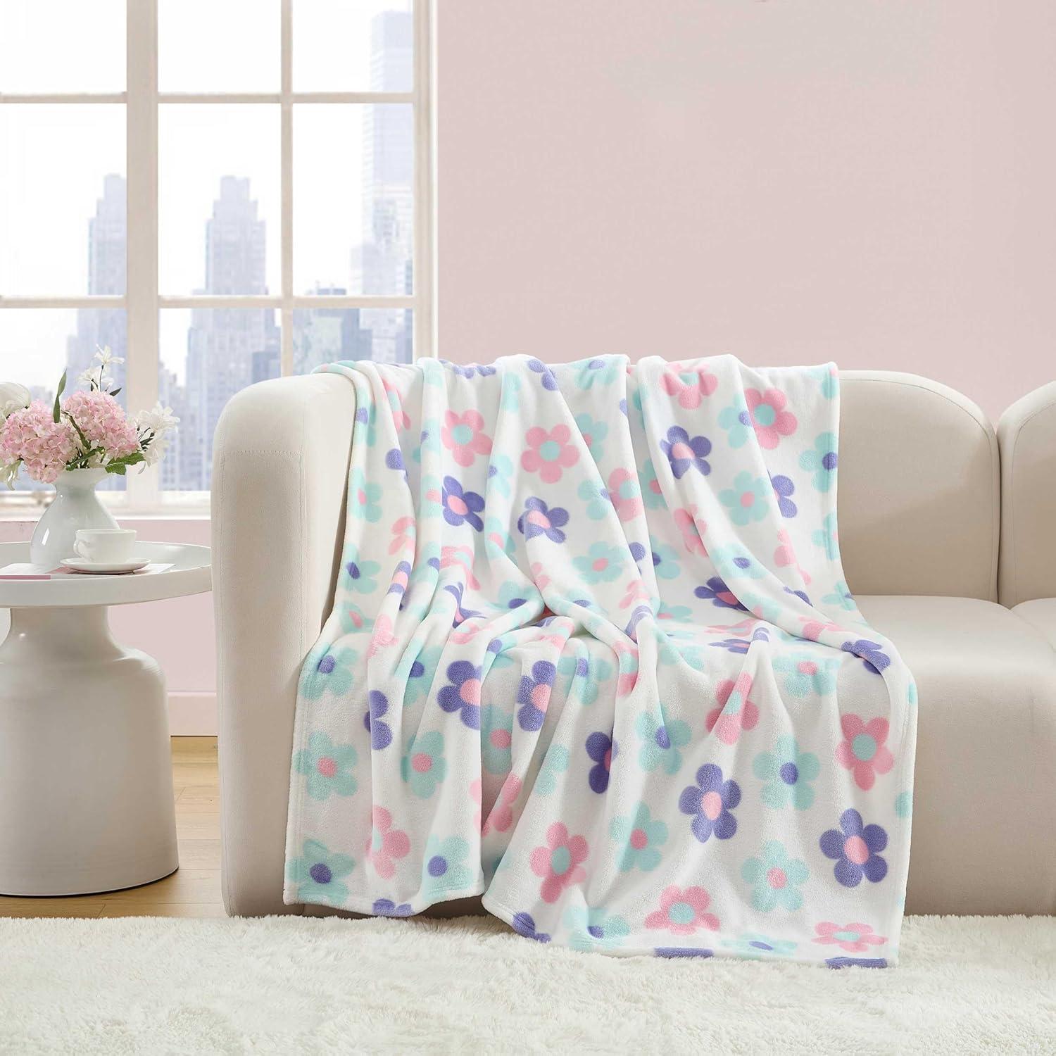 image:imageBetsey Johnson Plush Throw Blanket for Couch or Bed Soft Reversible Western Fleece Throw Cozy Printed Soft Blanket Ballet Bows Grey 50 x 70Retro Daisy Toss Purple