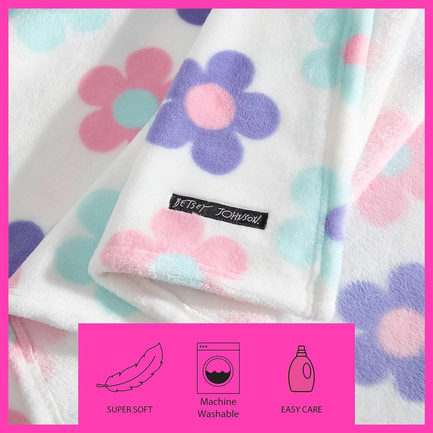 image:imageBetsey Johnson Plush Throw Blanket for Couch or Bed Soft Reversible Western Fleece Throw Cozy Printed Soft Blanket Ballet Bows Grey 50 x 70Retro Daisy Toss Purple