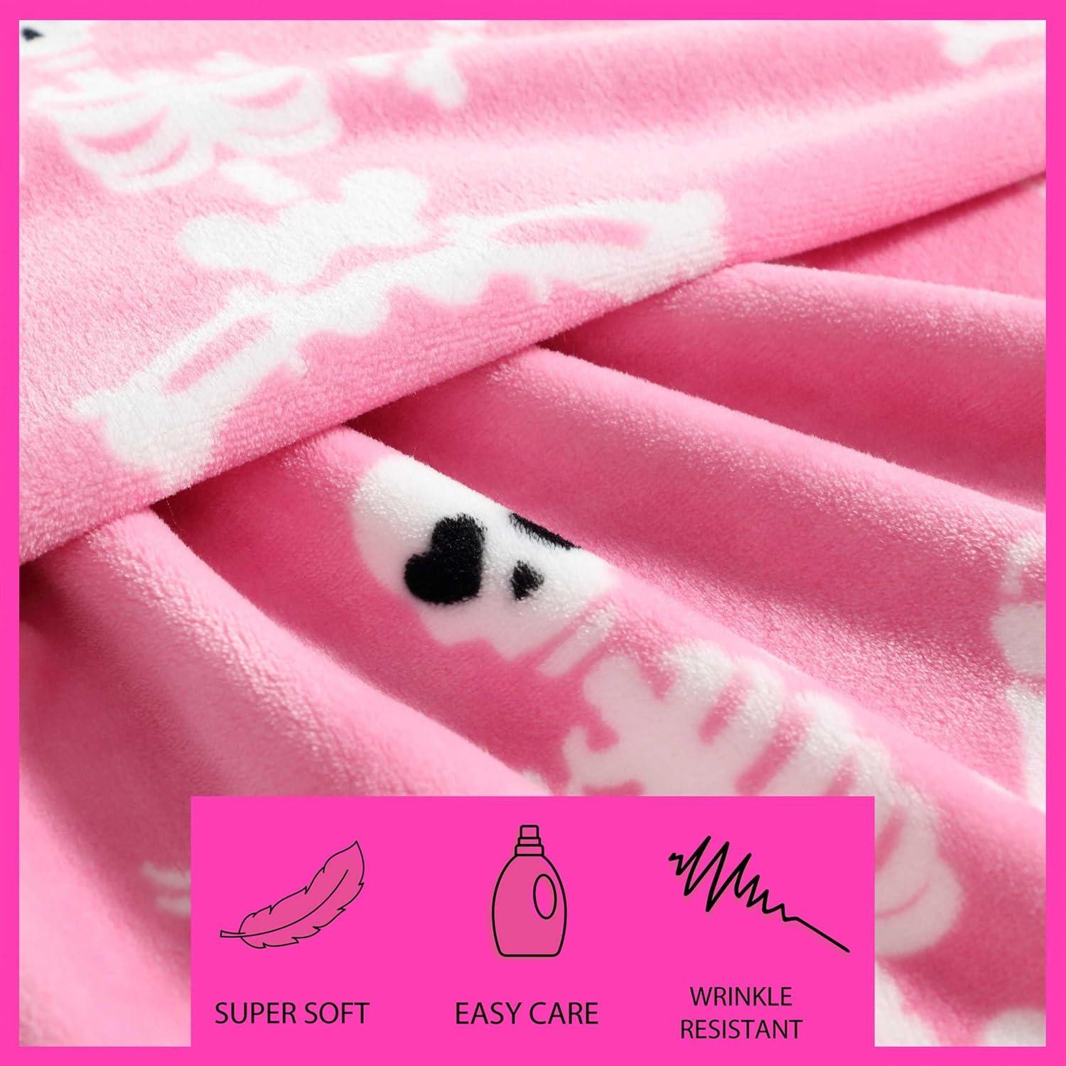 image:imageBetsey Johnson Plush Throw Blanket for Couch or Bed Soft Reversible Western Fleece Throw Cozy Printed Soft Blanket Ballet Bows Grey 50 x 70Yoga Skeleton Pink