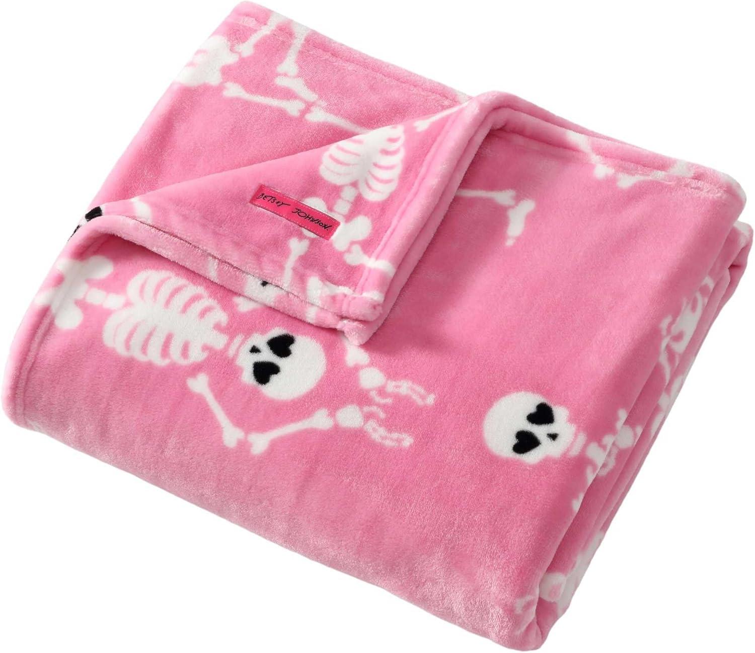 image:imageBetsey Johnson Plush Throw Blanket for Couch or Bed Soft Reversible Western Fleece Throw Cozy Printed Soft Blanket Ballet Bows Grey 50 x 70Yoga Skeleton Pink