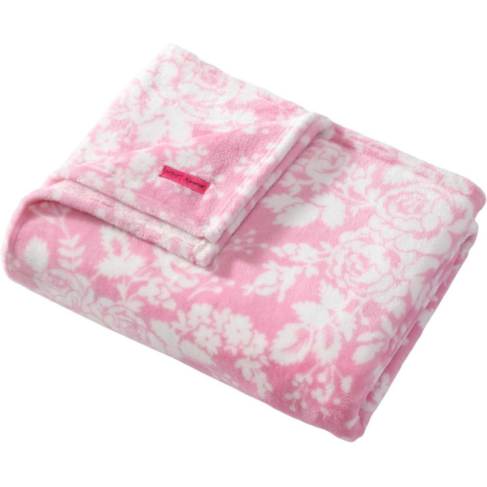 image:imageBetsey Johnson Plush Throw Blanket for Couch or Bed Soft Reversible Western Fleece Throw Cozy Printed Soft Blanket Ballet Bows Grey 50 x 70Cottage Floral
