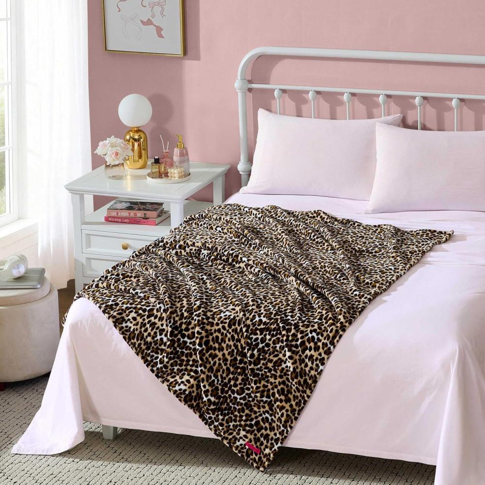 image:imageBetsey Johnson  Plush Throw Blanket for Couch or Bed Soft Reversible Western Fleece Throw Cozy Printed Soft Blanket Ballet Bows Grey 50 x 70Etched Leopard Brown