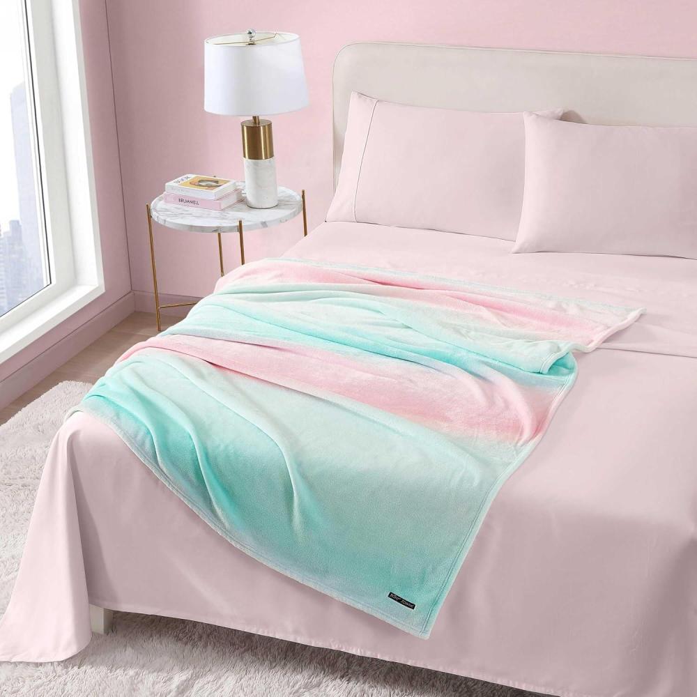 image:imageBetsey Johnson  Plush Throw Blanket for Couch or Bed Soft Reversible Western Fleece Throw Cozy Printed Soft Blanket Ballet Bows Grey 50 x 70Ombre Blue